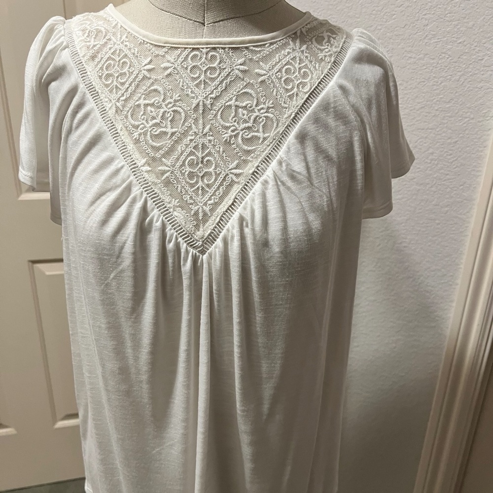 White House Black Market Lace and Knit Top